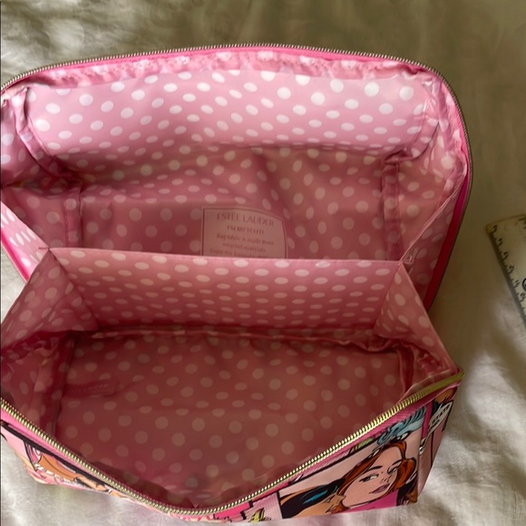 Estee Lauder Pink Cosmetic Bag with Cartoon Print - Picture 3 of 3